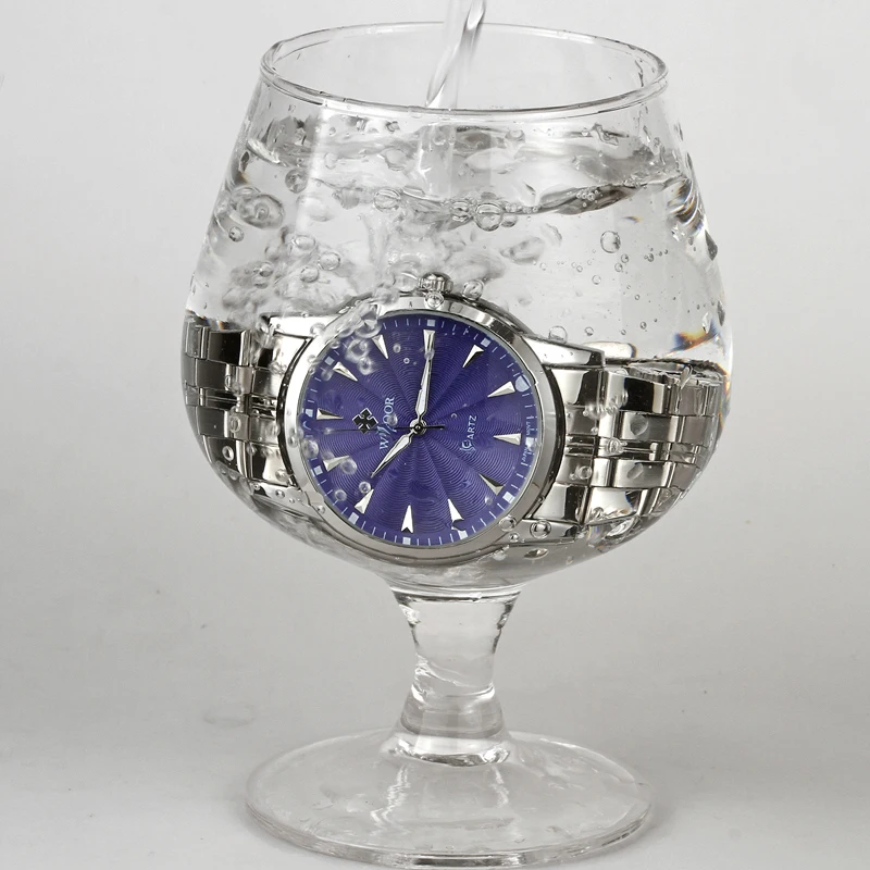 

WWOOR Mens Watches Luxury Brand Japan Movt Analog Quartz Wristwatch Silver Stainless Steel Waterproof Male Wrist Watch Blue Face