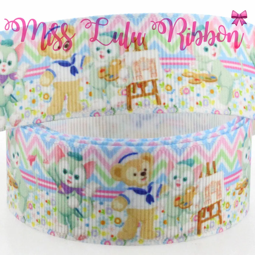 

16mm-75mm Cute Bear and Rabbit Printed Grosgrain Ribbon/Foe Cartoon Patterns Handmade Christmas/Halloween Gift 50yards/roll