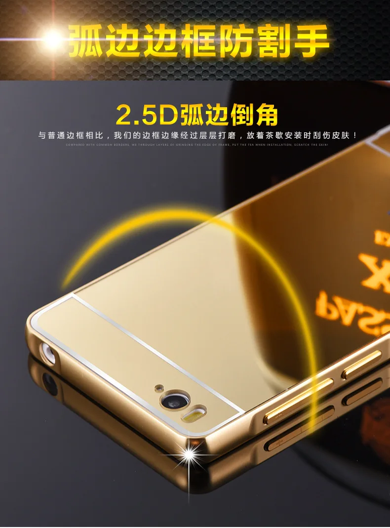 Чехол для Xiaomi Mi4C, роскошная зеркальная задняя крышка из поликарбоната и металлический чехол с алюминиевой рамкой для Xiaomi Mi4i 4C M4i M4C, чехол для сотового телефона