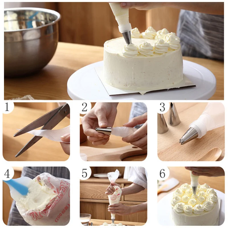 DIY Plastic Disposable Pastry Bags Cake Decor Tools Icing Piping Bag Kitchen Cream Tips 100/200/300PCs | Дом и сад