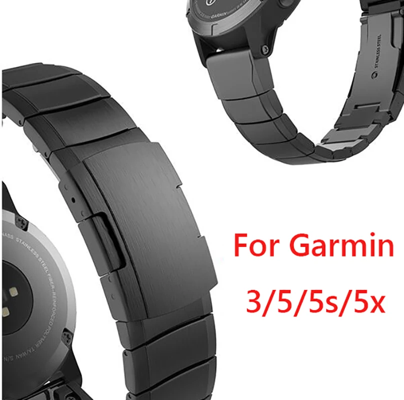 Ремешок из нержавеющей стали для наручных часов Garmin Forerunner Fenix 3/HR/5X/5S/5/6/6X/6S fenix 6 20 22