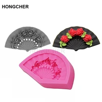 rose folding fan fondant silicone mold chocolate mold cake dessert decorating mold kitchen baking gadget cookie mousse mould