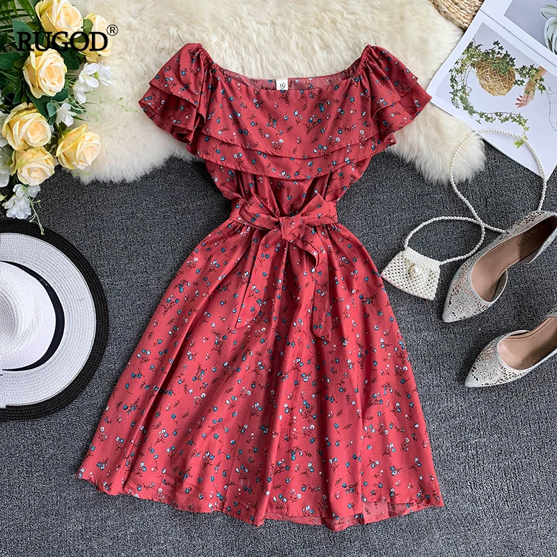 Женское платье с открытыми плечами цветочным принтом и вырезом лодочкой |