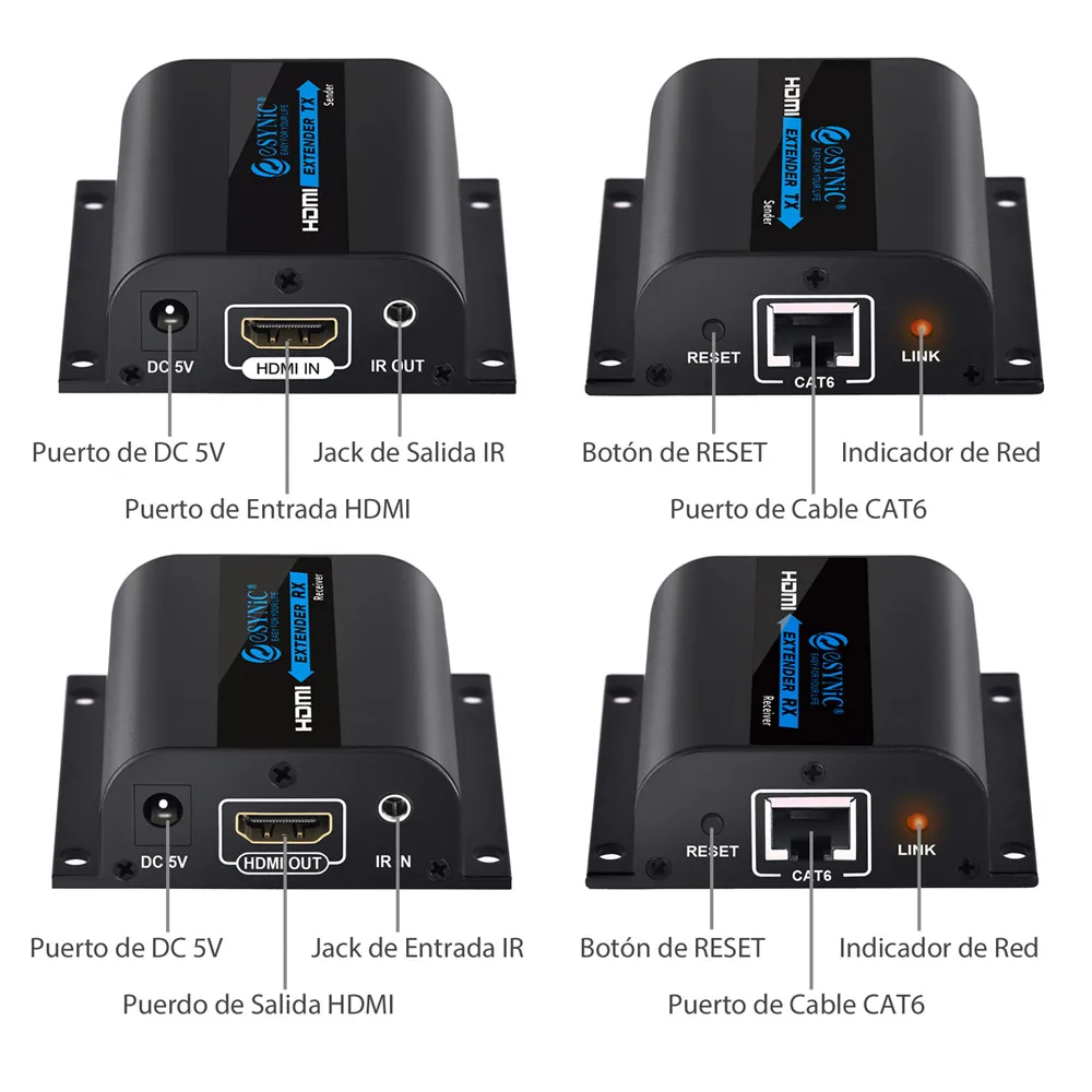 Esynic HDMI удлинитель сигнала до 60 м RJ45 передатчик TX/RX репитер усилитель приемник для