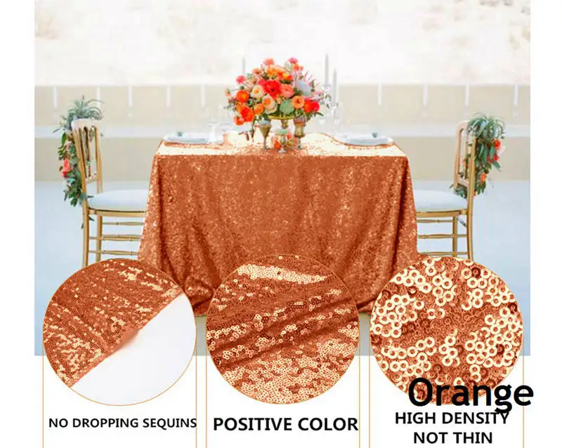 Orange 60X102in Королевская Синяя скатерть с блестками прямоугольная блестящая скатерть с блестками для свадебной вечеринки Рождественский Банкетный Декор-63 - Цвет: Orange