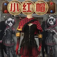 The Popular Game Cosplay Costume The Fifth Personality Little Red Riding Hood Black tube top Dress+Skirt+Shawl+Gloves Full Set B
