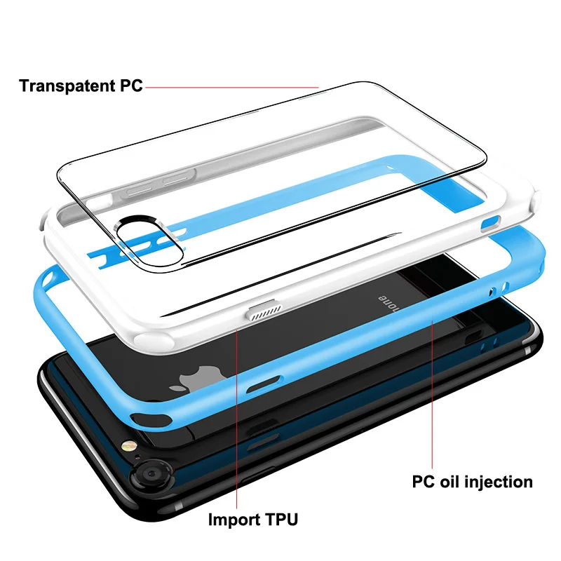 For iPhone 8 Plus Clear Case Luxury Shockproof Protect Hybrid Hard Rubber Impact Skin Armor Phone Cases for 7 |