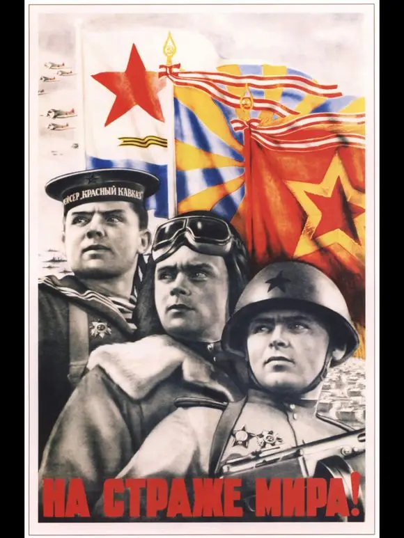 Армейский военно-морской и военно-воздушные силы СССР CCCP WW2 Винтаж Ретро Холст