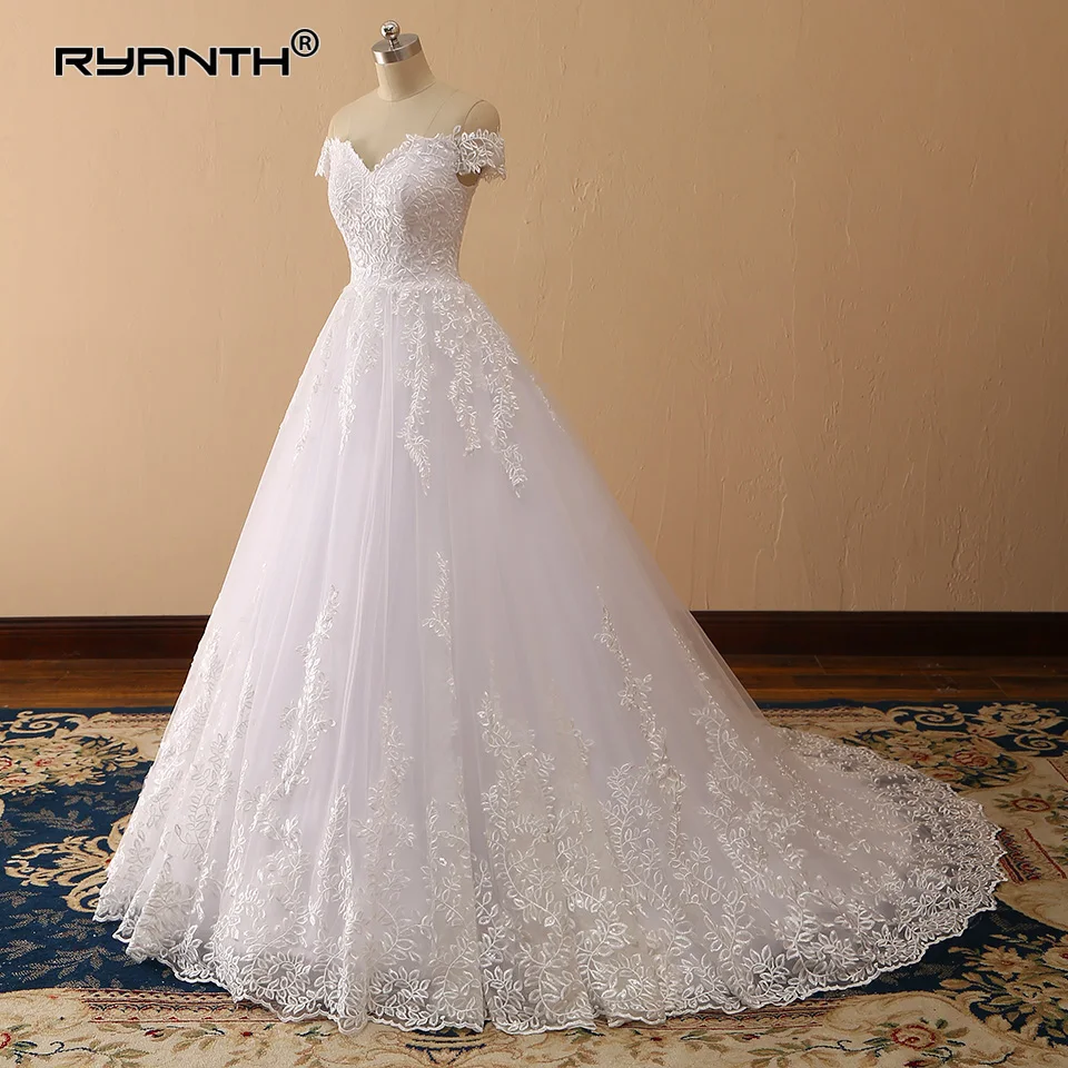 Cheap Robe De Mariage Sexy Off The Shoulder Lace Ball Gown Wedding Dress 2019 Hot Sale Vestido de Noiva Custom Made | Свадьбы и