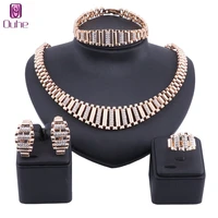 fashion african beads jewelry sets for women wedding vintage dubai gold crystal necklace earring ring bracelet jewellery sets