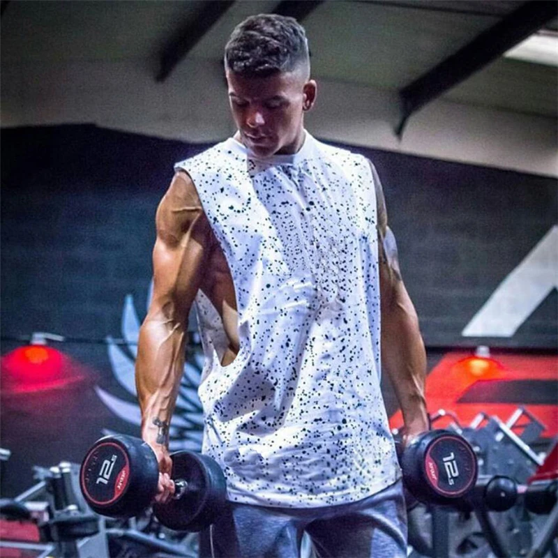New Fashion Cotton Cut Off Sleeveless Shirts Bodybuilding Stringer Tank Top Men Fitness Mens Singlet Workout Gym Clothing Vest | Мужская
