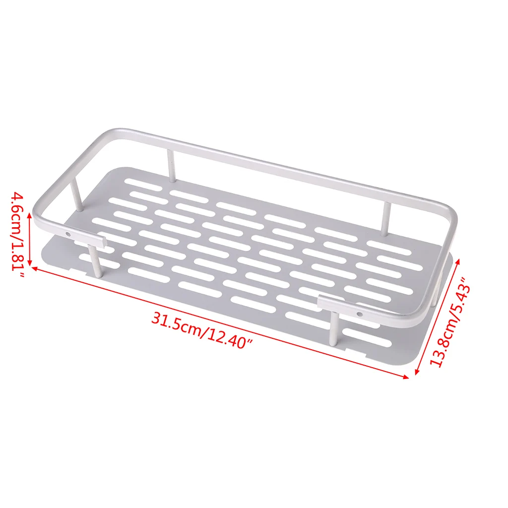 1 Tier Wall Mounted Bathroom Shelf Shower Rack Shampoo Soap Holder Hanger