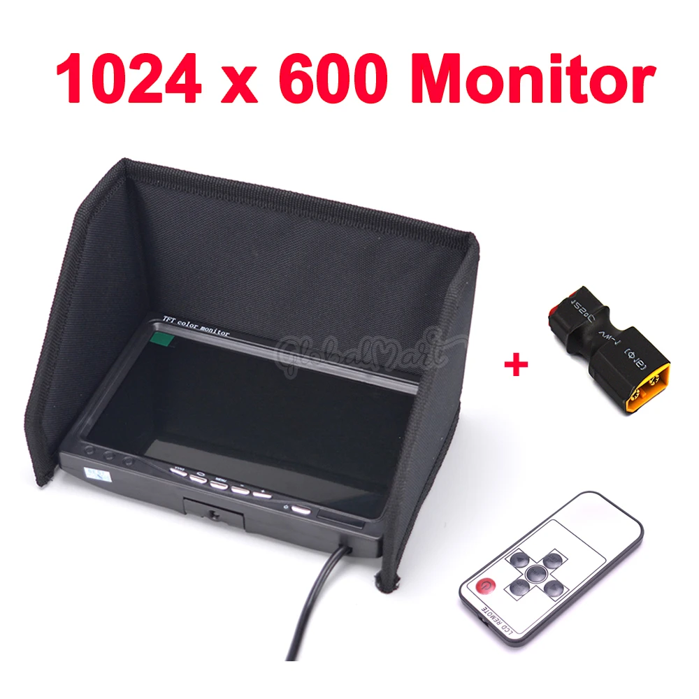FPV 7 дюймов " монитор lcd TFT 1024x600 монитор ips экран без синего FPV дисплей фотография солнцезащитный козырек для наземной станции