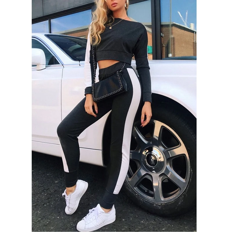 Новый женский спортивный костюм комплект свитшоты джоггеры с длинным рукавом