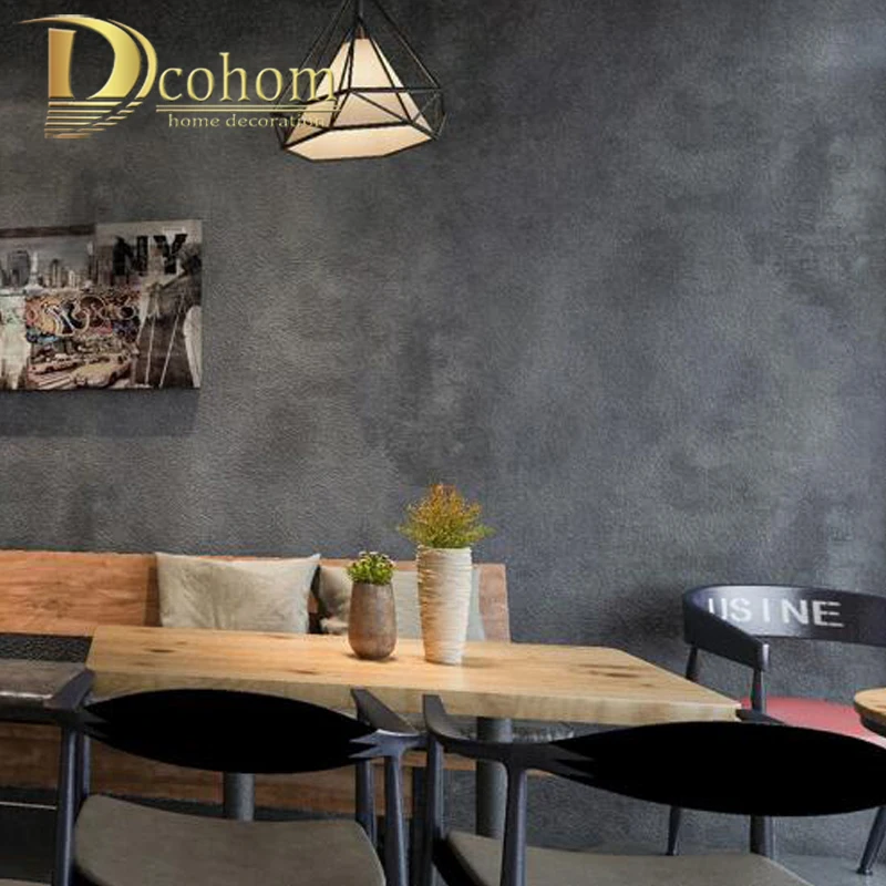 Виниловые обои для стен Ретро Простой серый цемент ПВХ виниловые гостиной Бар
