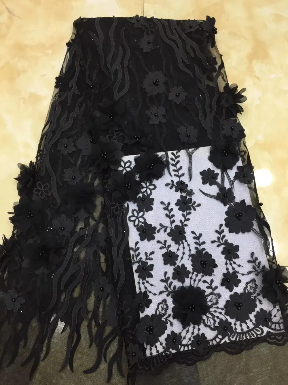 

Beaded French Nigerian Laces Fabrics High Quality Tulle African Laces Fabric Wedding African French Tulle Lace TS7613