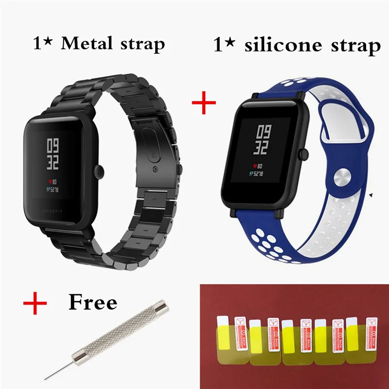 black 10 20 мм Металлический Стальной ремешок для Huami Amazfit Bip Lite samsung Galaxy watch Ременная Передача S2 S4 band Garmin Vivoactive 3 band - Цвет: black 10