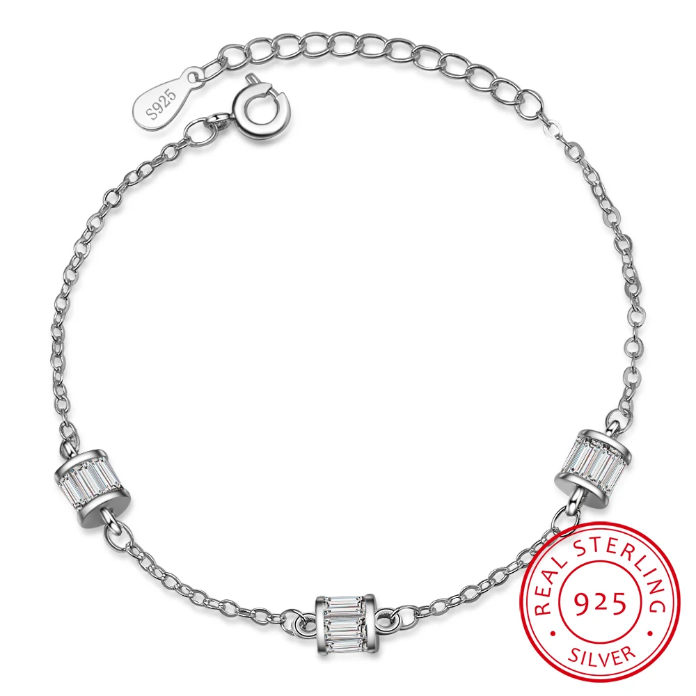 

Brand Fashion 925 Sterling Silver Zircon Cylindrical Bracelet For Women Valentines Gift Wedding Jewelry Pulseira S-b225