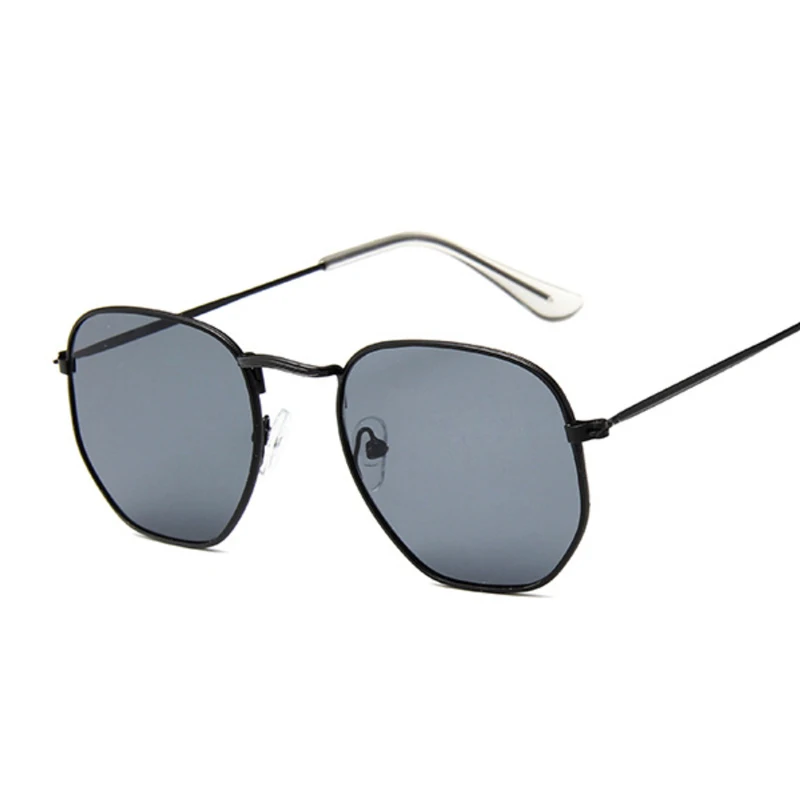 Небольшие многоугольные металлические солнцезащитные очки женские брендовые