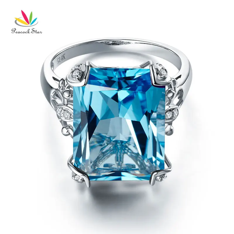 Павлин звезда 14K белое золото роскошное свадебное юбилейное кольцо 13 Ct