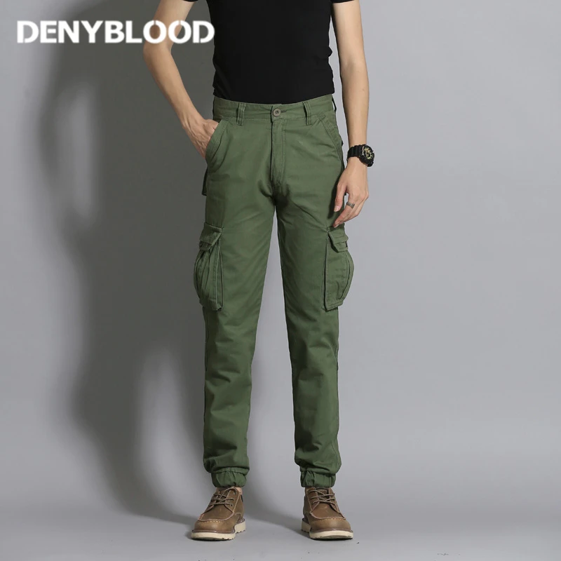 Army Green Denyblood джинсы мужские карго Брюки чиносы Мульти Карманы армейский зеленый военный хаки повседневные брюки длинные брюки 0476 - Цвет: Army Green