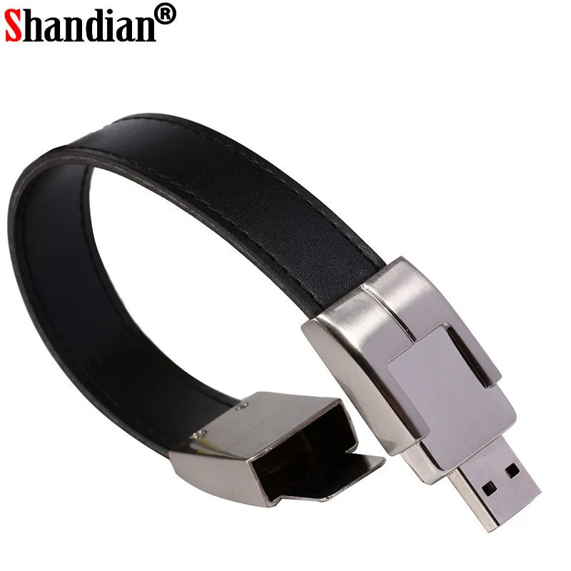 SHANDIAN USB флэш-накопитель 64 ГБ брелок из кожи и металла Флешка creativo 32 ГБ 16 ГБ 8 ГБ 4 ГБ usb2.0 запястье