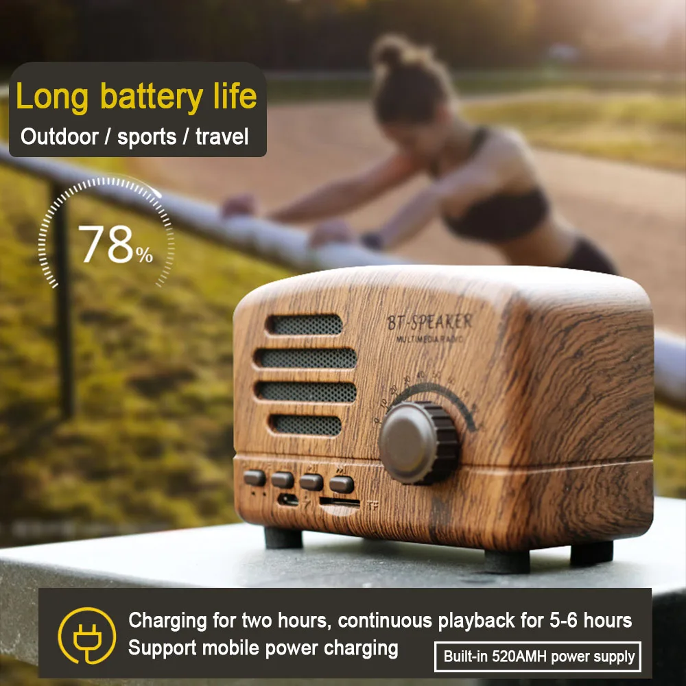 Ретро беспроводной Bluetooth динамик мини портативные колонки регулируемые тяжелые