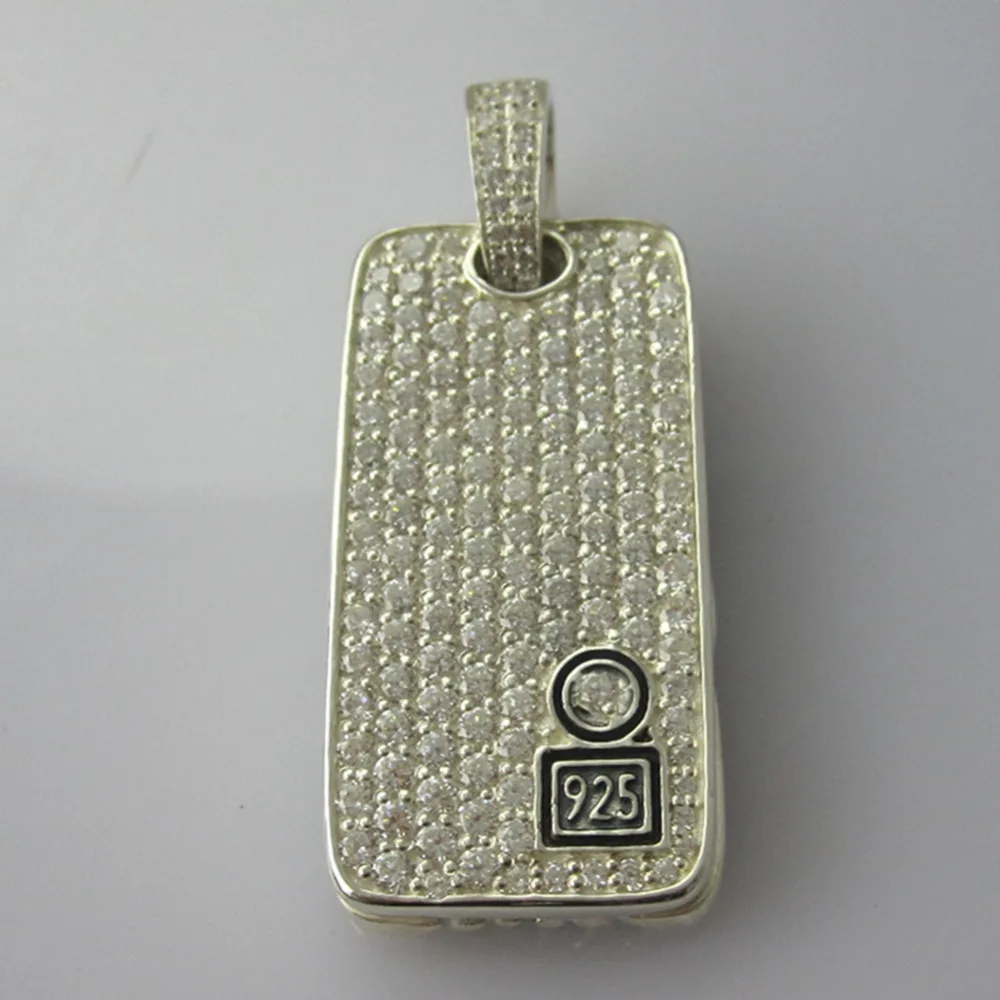 Цельный Стерлинговое серебро ювелирные изделия шеврон черные бриллианты Собака