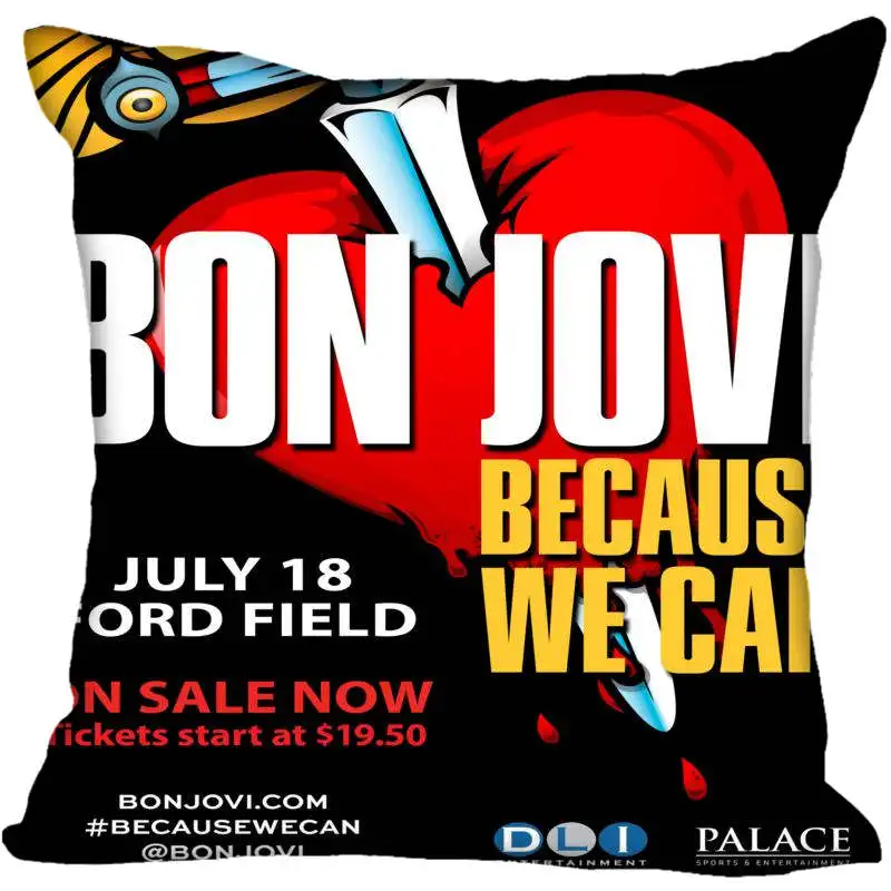 На заказ Bon Jovi квадратный чехол для подушки на заказ на молнии для спальни домашний чехол для подушки 1 шт. на заказ 40x40 см - Цвет: 1