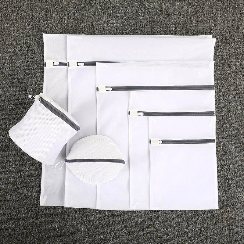 7pcs 7 шт. Сетчатая Сумка для хранения на молнии, сумки для стирки, складные сумки для путешествий, сумки для стирки одежды, сумки для блузок, бюстгальтеров, носков, нижнего белья - Цвет: 7pcs