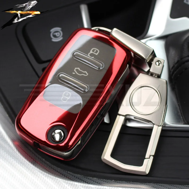 ТПУ чехол для ключей для Volkswagen VW Passat Gold Jetta Polo Bora Sagittarius Tiguan для Skoda Key Cover протектор брелок со стразами