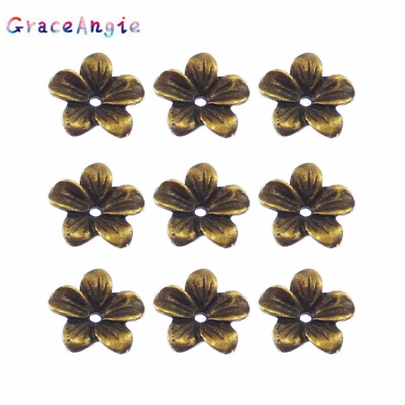 GraceAngie 60 шт Atq бронзовые бусины из сплава в форме цветка, колпачок, 13*13*2 мм, 04164, модные ювелирные изделия ручной работы