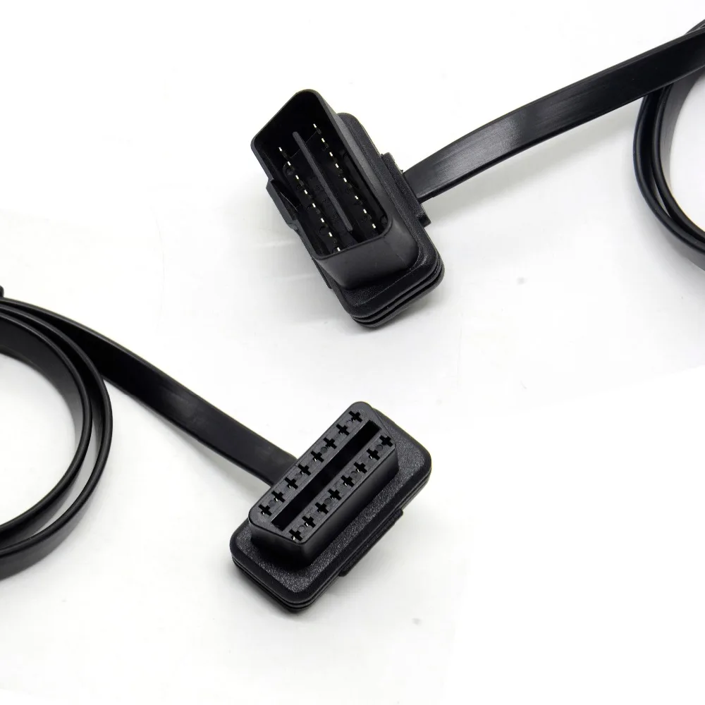 60 см плоский тонкий как лапша OBDII OBD2 16Pin ELM327 мужчина к женщине локоть удлинитель OBD
