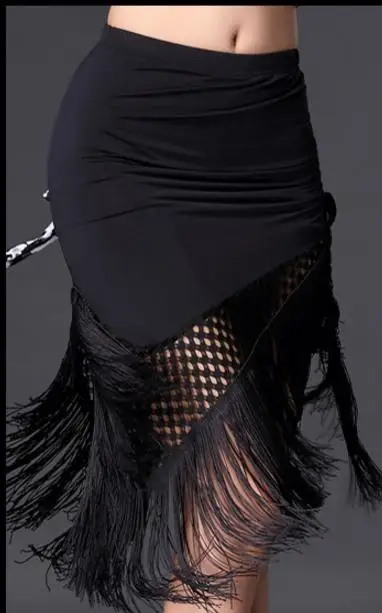 black skirt Новинка, Латинская полуюбка для женщин, ча-румба-Самба, сексуальная леопардовая юбка с бахромой для танцев, для женщин, для взрослых, для выступлений, для тренировок, латино платье - Цвет: black skirt