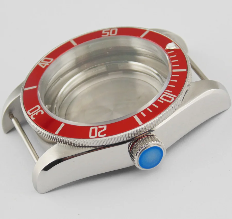 Чехол из нержавеющей стали с красным ободком и сапфировым стеклом для ETA 2836