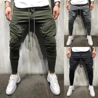 2019 rouyhual new multi pocket small foot mens tethered casual sports pants to wear sweatpants