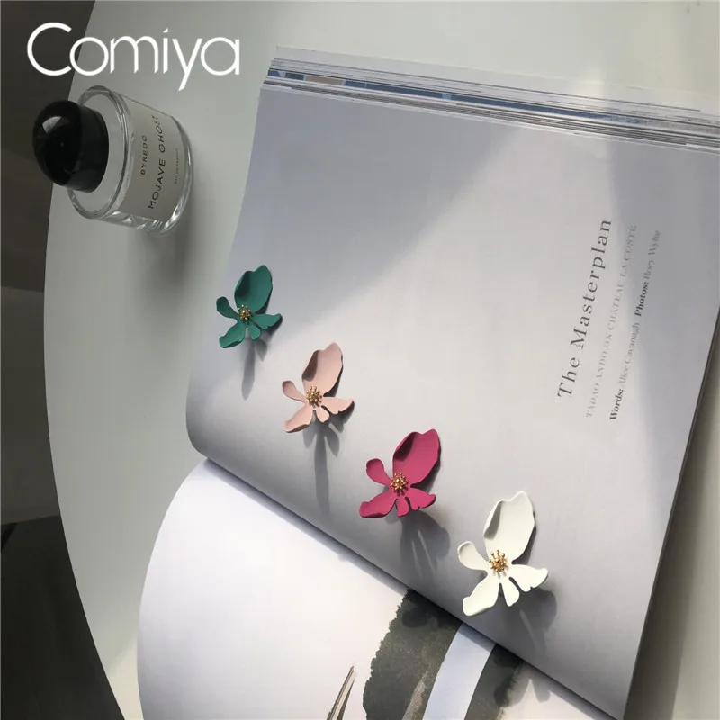 Модные серьги Comiya розовый цветной цветок с узором элегантные большие гвоздики