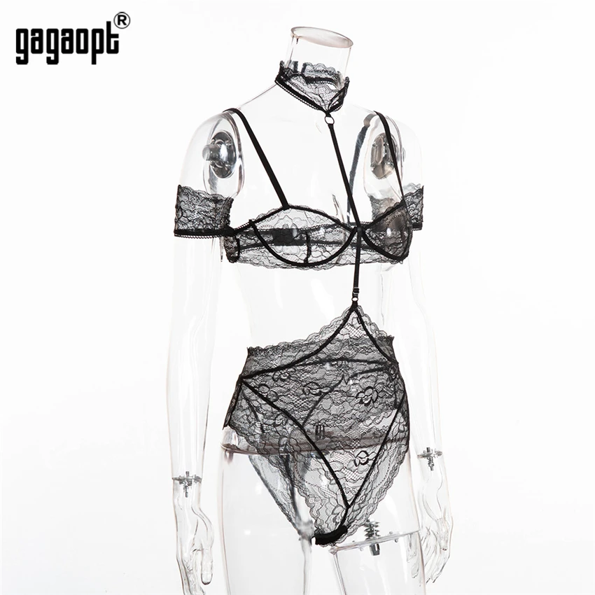Gagaopt, сексуальное эротическое нижнее белье, комплект женского нижнего белья, кружевной бюстгальтер без косточек с стрингами и подвязками, комплект нижнего белья, одежда для порно