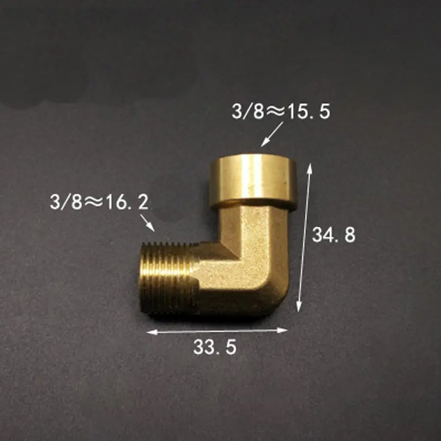 

Латунный Угловой Соединитель 90 градусов DN10 3/8 "BSP «гнездо-штырь»