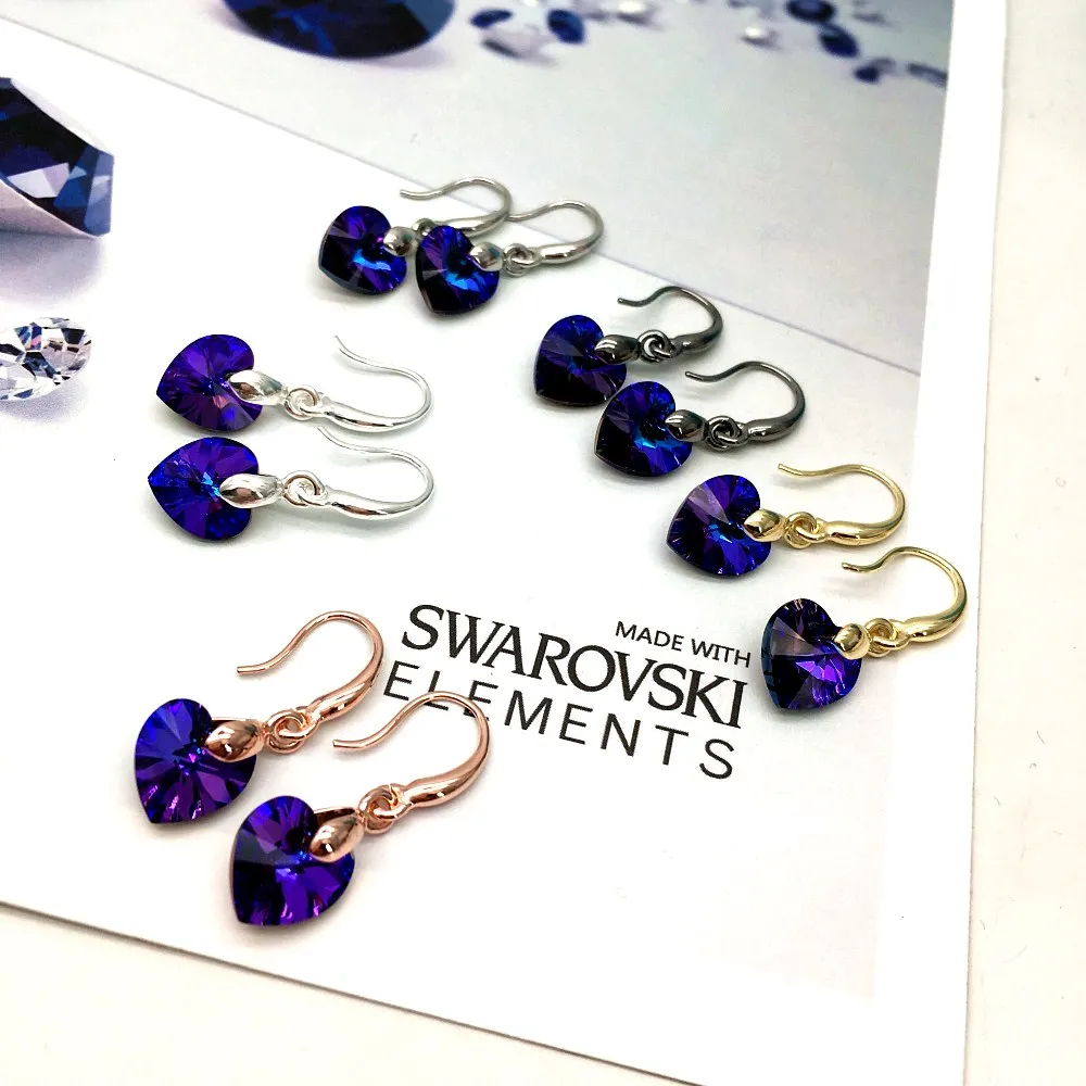 MS Betti 2019 Новые мини-серьги с сердечками настоящими кристаллами от Swarovski Bijoux