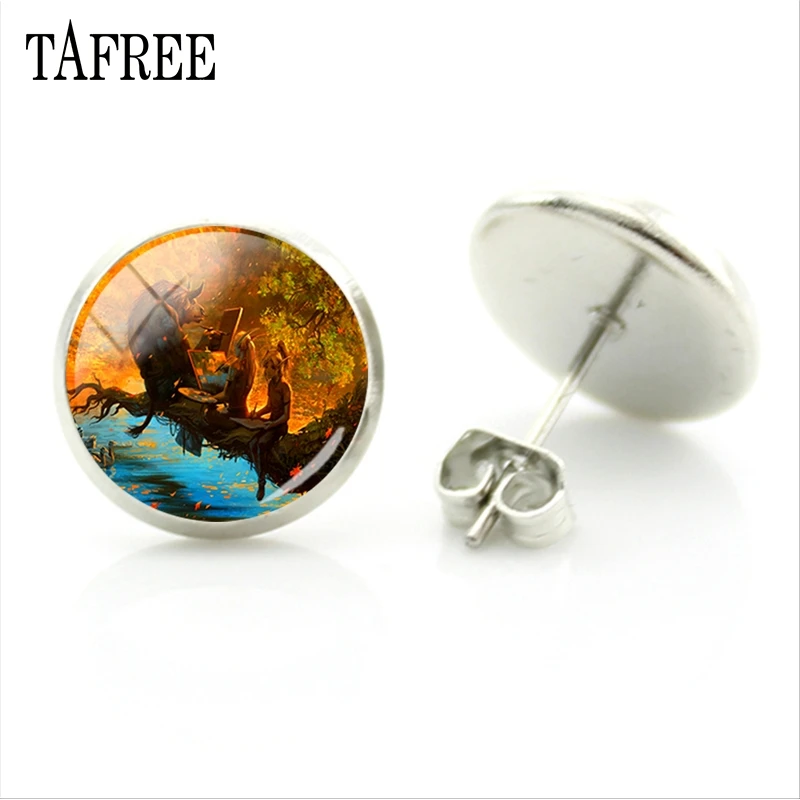 TAFREE новые модные серьги-гвоздики с абстрактными художественными рисунками