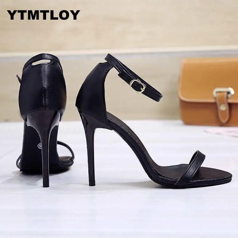 Женские босоножки с ремешком на щиколотке летние туфли открытым носком Вечерние