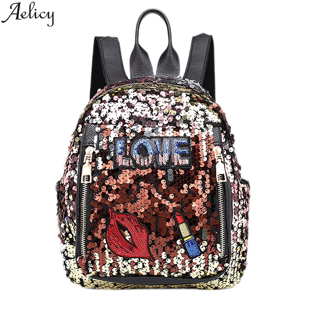 Aelicy Модный Цветной женский рюкзак с блестками из искусственной кожи высокое