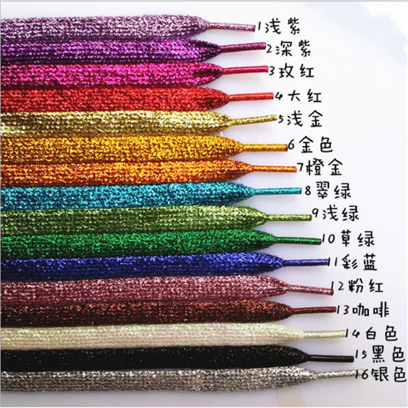 Блестящие яркие шнурки для обуви плоские ботинки кроссовок бега спортивная