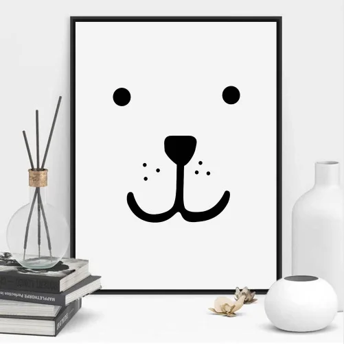 Современный скандинавский домашний декор каваи медведь лицо постер Настенная