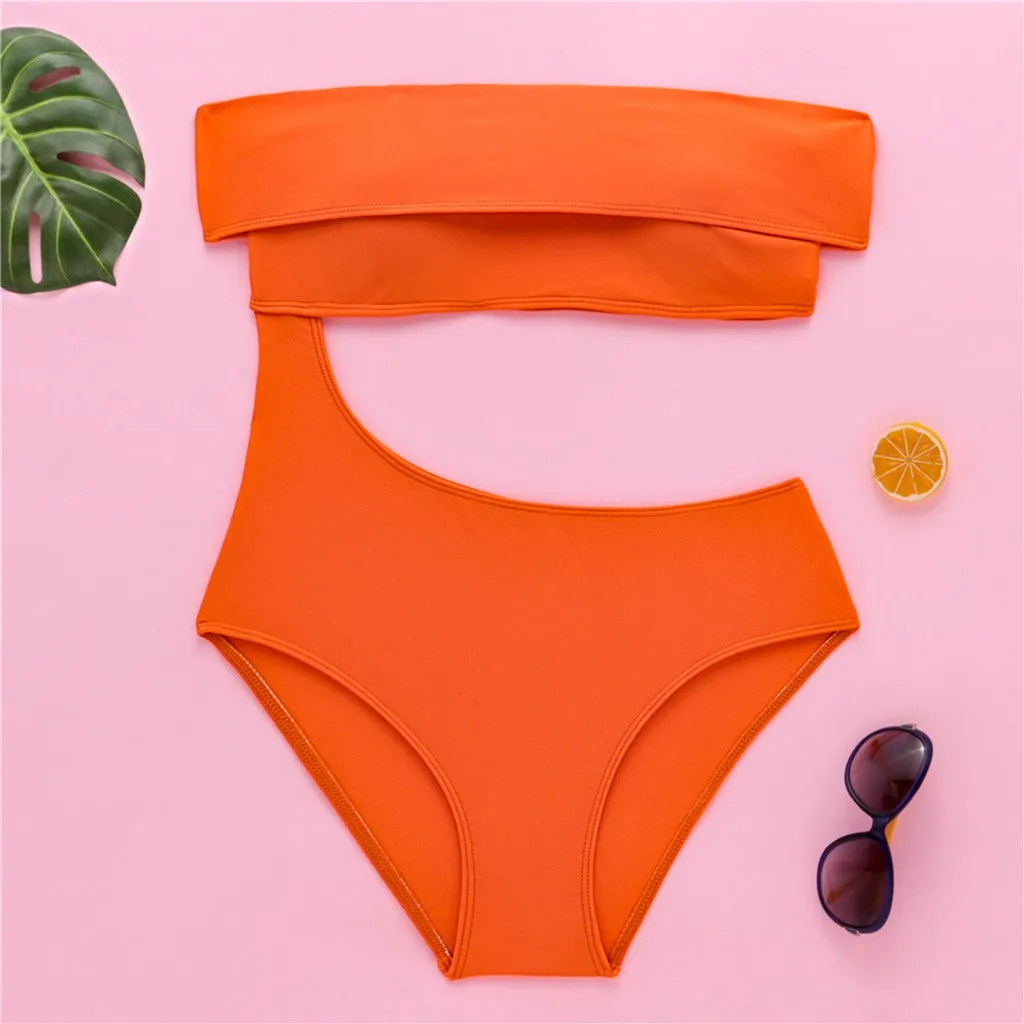 SAGACE однотонный бикини купальник с узором инновационный плоским плечом женский