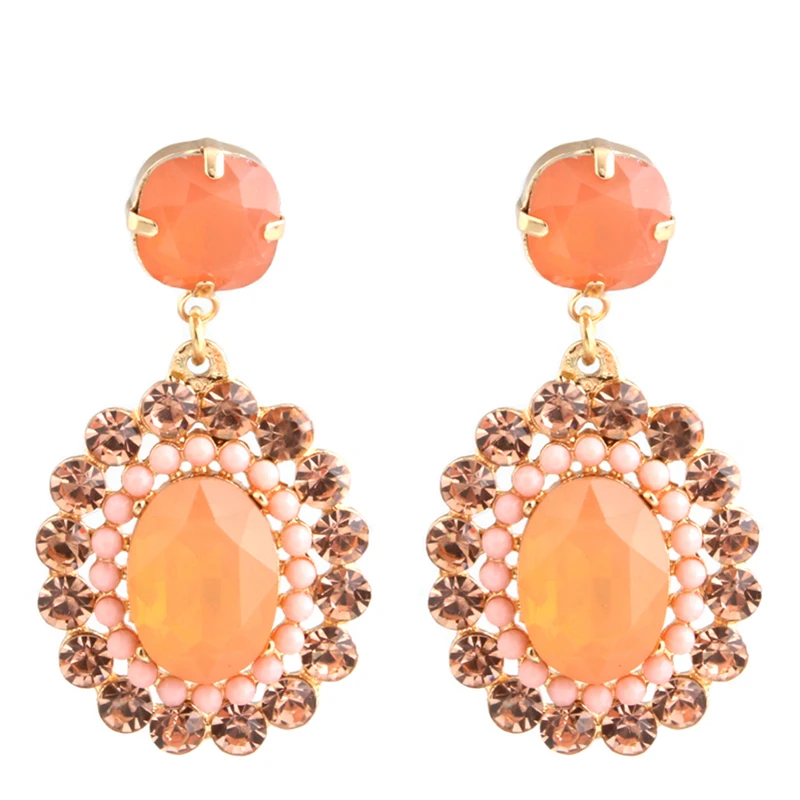 NeeFu WoFu овальные Висячие Стразы большие серьги из цинкового сплава ретро длинные с