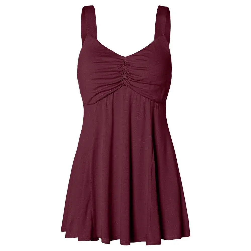 Женская летняя футболка-туника на пуговицах с оборками и v-образным вырезом