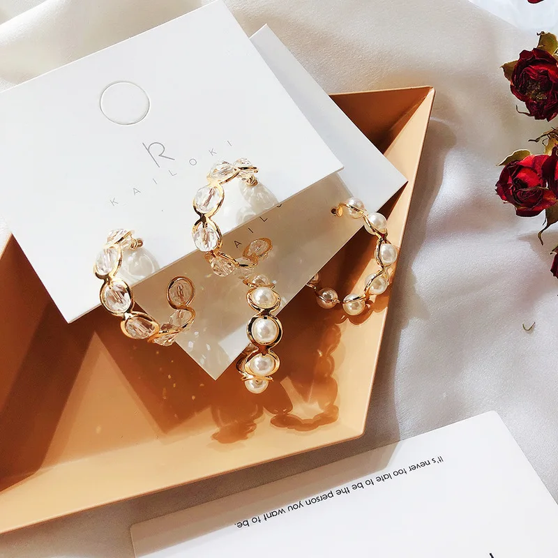 Корейский стиль простые геометрические металлические серьги-кольца серебряные