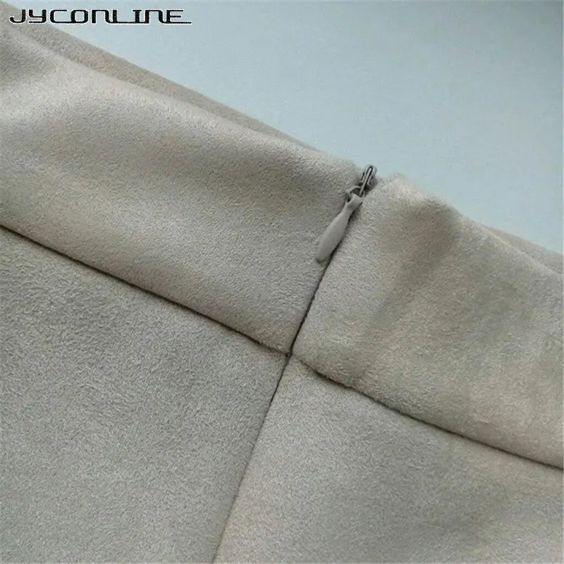 JYConline 2017 винтажная замшевая юбка карандаш с разрезом Женская облегающая до колен